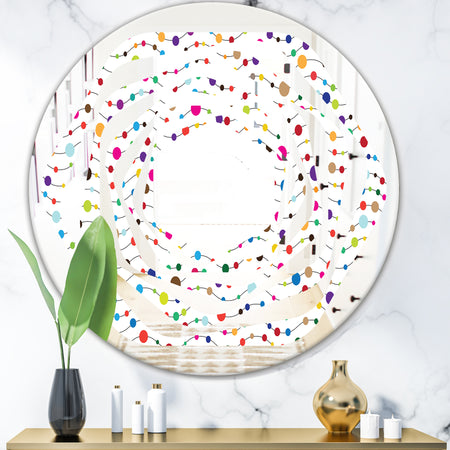 Color Waves of Polka Dots - Modern Round or Oval Wall Mirror - Whirl