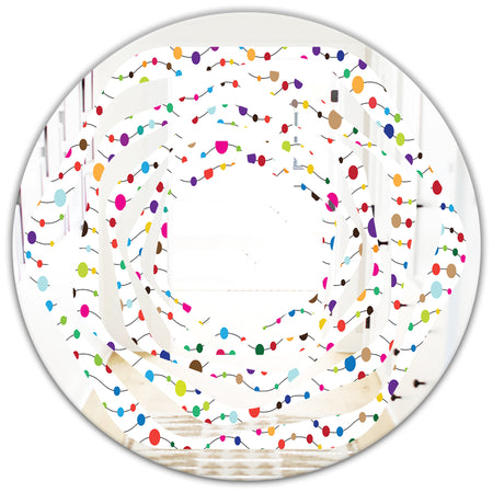 Color Waves of Polka Dots - Modern Round or Oval Wall Mirror - Whirl