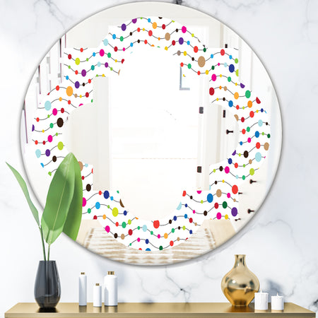 Color Waves of Polka Dots - Modern Round or Oval Wall Mirror - Quatrefoil