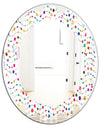 Color Waves of Polka Dots - Modern Round or Oval Wall Mirror - Leaves