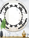 Monochrome Geometric Pattern II - Modern Round or Oval Wall Mirror - Space