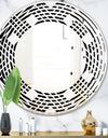 Monochrome Geometric Pattern II - Modern Round or Oval Wall Mirror - Wave