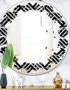 Monochrome Geometric Pattern II - Modern Round or Oval Wall Mirror - Leaves