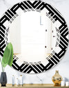 Monochrome Geometric Pattern II - Modern Round or Oval Wall Mirror - Triple C