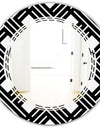 Monochrome Geometric Pattern II - Modern Round or Oval Wall Mirror - Triple C