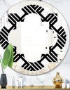 Monochrome Geometric Pattern II - Modern Round or Oval Wall Mirror - Quatrefoil