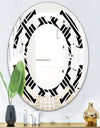 Monochrome Geometric Pattern II - Modern Round or Oval Wall Mirror - Space