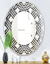 Monochrome Geometric Pattern II - Modern Round or Oval Wall Mirror - Wave