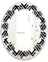 Monochrome Geometric Pattern II - Modern Round or Oval Wall Mirror - Leaves