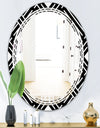 Monochrome Geometric Pattern II - Modern Round or Oval Wall Mirror - Triple C