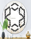 Monochrome Geometric Pattern II - Modern Round or Oval Wall Mirror - Hexagon Star