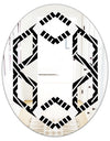 Monochrome Geometric Pattern II - Modern Round or Oval Wall Mirror - Hexagon Star