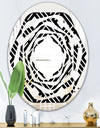 Monochrome Geometric Pattern II - Modern Round or Oval Wall Mirror - Whirl