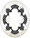 Monochrome Geometric Pattern II - Modern Round or Oval Wall Mirror - Quatrefoil