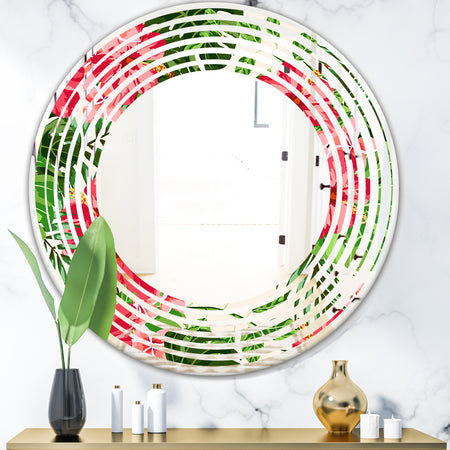 Tropical Leaves and Flowers I - Cottage Round or Oval Wall Mirror - Wave