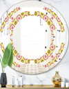 Retro Ethnic Abstract Kaleidoscope Design - Modern Round or Oval Wall Mirror - Space