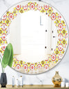 Retro Ethnic Abstract Kaleidoscope Design - Modern Round or Oval Wall Mirror - Leaves