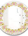 Retro Ethnic Abstract Kaleidoscope Design - Modern Round or Oval Wall Mirror - Leaves