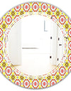 Retro Ethnic Abstract Kaleidoscope Design - Modern Round or Oval Wall Mirror - Triple C