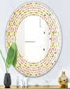 Retro Ethnic Abstract Kaleidoscope Design - Modern Round or Oval Wall Mirror - Wave