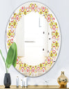 Retro Ethnic Abstract Kaleidoscope Design - Modern Round or Oval Wall Mirror - Leaves