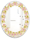 Retro Ethnic Abstract Kaleidoscope Design - Modern Round or Oval Wall Mirror - Leaves