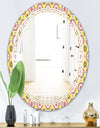 Retro Ethnic Abstract Kaleidoscope Design - Modern Round or Oval Wall Mirror - Triple C