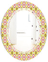 Retro Ethnic Abstract Kaleidoscope Design - Modern Round or Oval Wall Mirror - Triple C