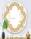 Retro Ethnic Abstract Kaleidoscope Design - Modern Round or Oval Wall Mirror - Quatrefoil