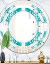 Retro Turquoise Pattern - Modern Round or Oval Wall Mirror - Space