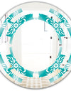 Retro Turquoise Pattern - Modern Round or Oval Wall Mirror - Space
