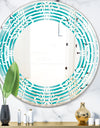 Retro Turquoise Pattern - Modern Round or Oval Wall Mirror - Wave
