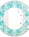 Retro Turquoise Pattern - Modern Round or Oval Wall Mirror - Wave