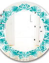Retro Turquoise Pattern - Modern Round or Oval Wall Mirror - Leaves