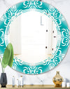 Retro Turquoise Pattern - Modern Round or Oval Wall Mirror - Triple C