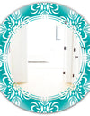 Retro Turquoise Pattern - Modern Round or Oval Wall Mirror - Triple C