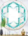 Retro Turquoise Pattern - Modern Round or Oval Wall Mirror - Hexagon Star
