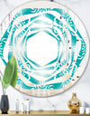 Retro Turquoise Pattern - Modern Round or Oval Wall Mirror - Whirl