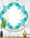 Retro Turquoise Pattern - Modern Round or Oval Wall Mirror - Quatrefoil