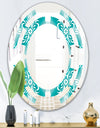 Retro Turquoise Pattern - Modern Round or Oval Wall Mirror - Space
