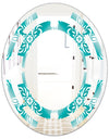 Retro Turquoise Pattern - Modern Round or Oval Wall Mirror - Space