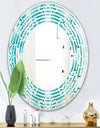 Retro Turquoise Pattern - Modern Round or Oval Wall Mirror - Wave