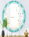Retro Turquoise Pattern - Modern Round or Oval Wall Mirror - Triple C
