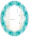 Retro Turquoise Pattern - Modern Round or Oval Wall Mirror - Triple C