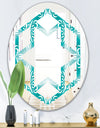 Retro Turquoise Pattern - Modern Round or Oval Wall Mirror - Hexagon Star