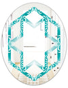 Retro Turquoise Pattern - Modern Round or Oval Wall Mirror - Hexagon Star