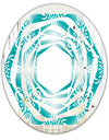 Retro Turquoise Pattern - Modern Round or Oval Wall Mirror - Whirl