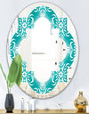 Retro Turquoise Pattern - Modern Round or Oval Wall Mirror - Quatrefoil