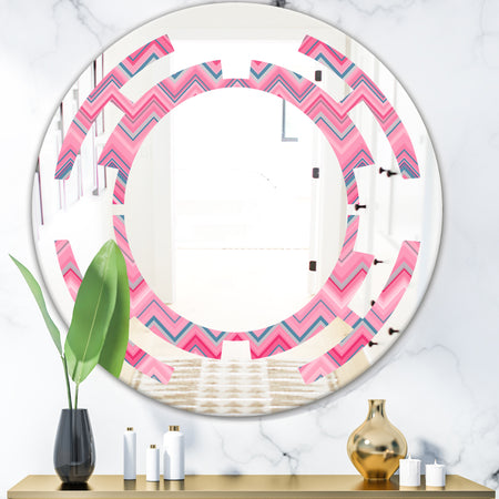 Abstract Retro Geometric III - Modern Round or Oval Wall Mirror - Space