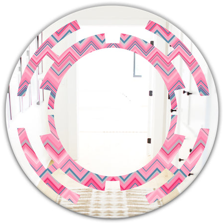Abstract Retro Geometric III - Modern Round or Oval Wall Mirror - Space